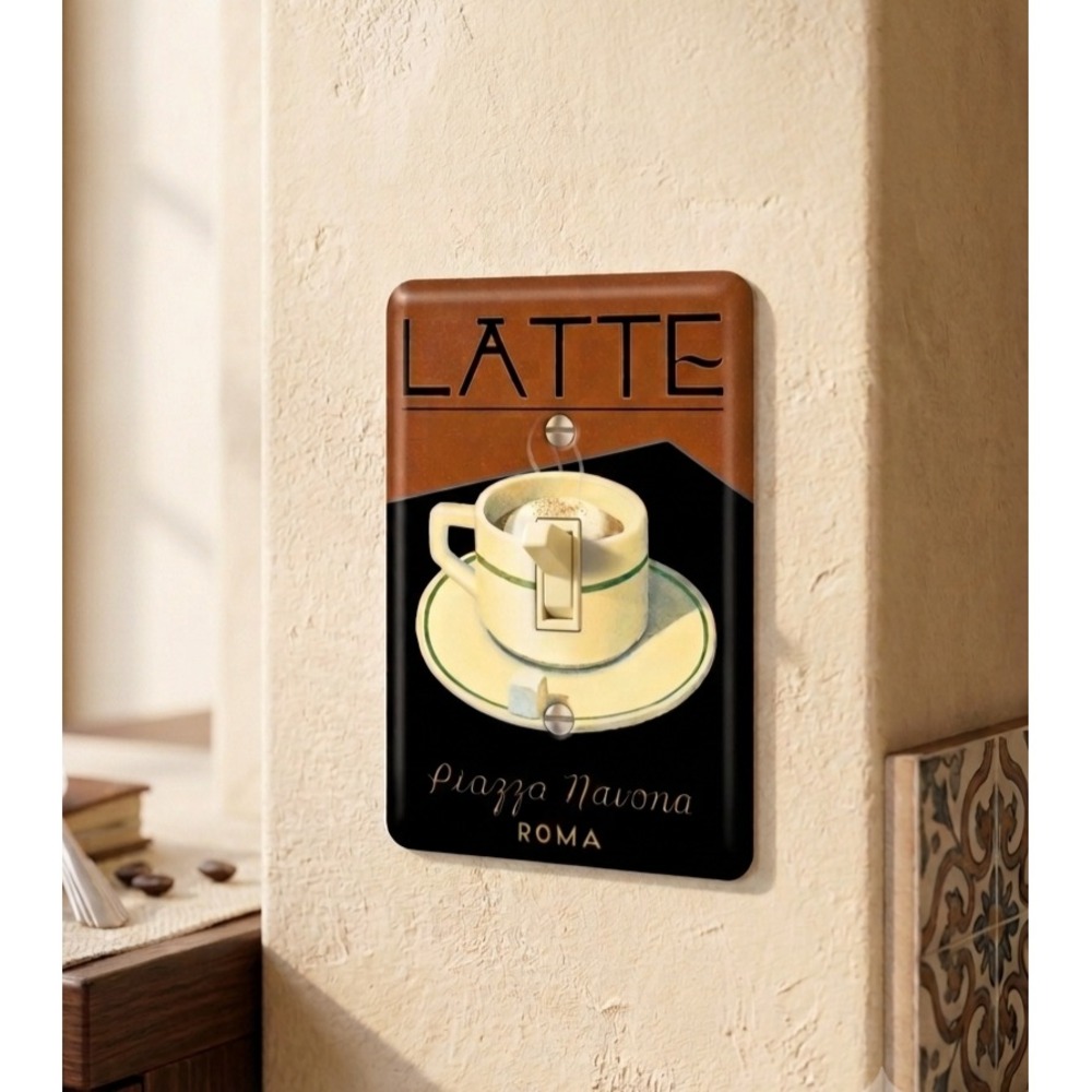 DecoPlate Latte Coffee Light Switch Cover Plate Metal Art Deco Y2K USA Made